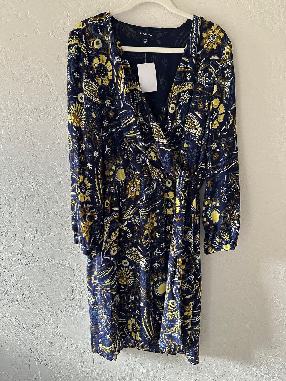 LANDS END | Women’s Floral Paisley Faux Wrap Dress NEW Size 18W Prairiecore Boho